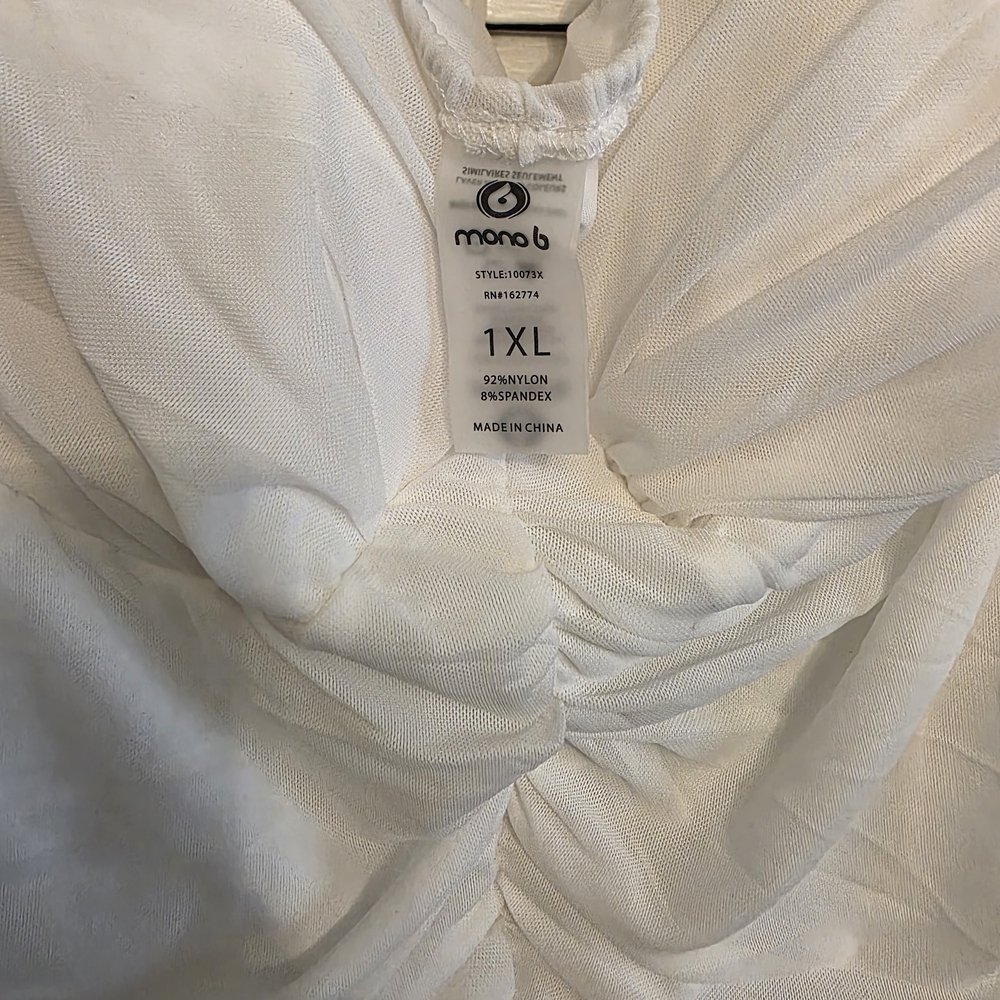Mono B White Ruffled Bustier Blouse - Picture 2 of 4